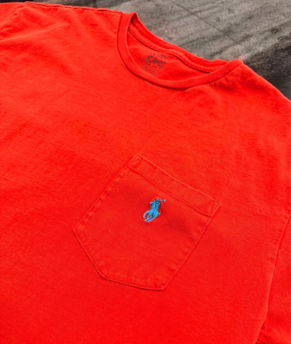 Polo Ralph Lauren Pocket T Shirt Mens Medium Red Blue Pony Crewneck Short Sleeve